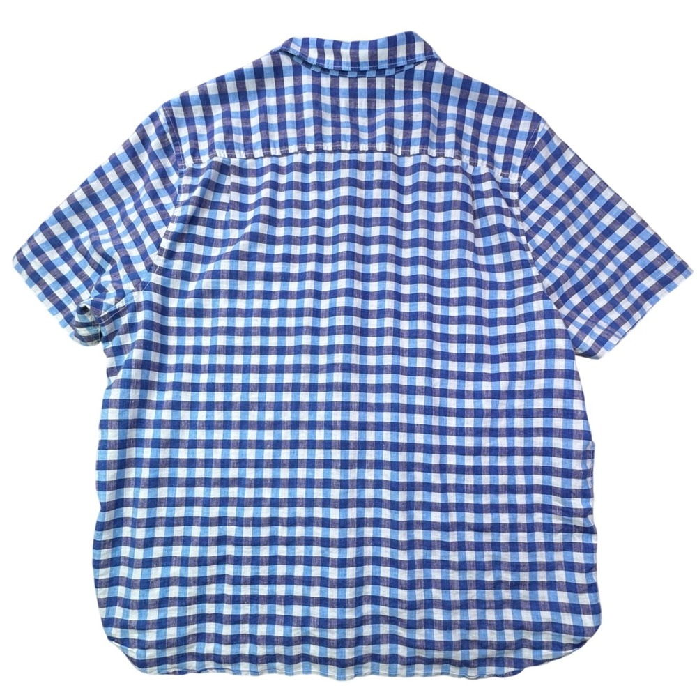 Tommy Bahama Mens XXL Linen Blend Gingham Short Sleeve Button Up Shirt Blue - Picture 7 of 8